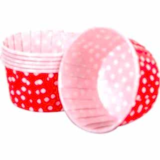 25 li Beyaz Puantiyeli Kırmızı Muffin Kapsülü, Benekli Kek Kalıbı