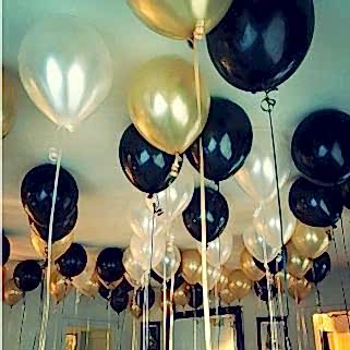 30 Adet Metalik Sedefli (Gold-Beyaz-Siyah) Karışık Balon Helyumla