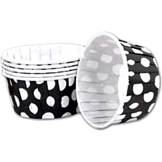 50 Adet Beyaz Puantiyeli Siyah Muffin Kapsülü Benekli Kek Kalıbı