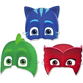 3 Adet Pijamaskeliler Plastik Maske, Pj Masks Doğum Günü Maskesi