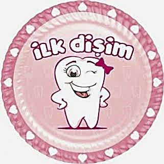 8 Adet İlk Dişim Pembe Karton Tabak Diş Buğdayı Kız Parti Tabağı