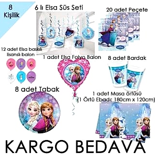 8 kişilik Elsa Frozen Karlar Ülkesi Anna Parti Malzemeleri Doğum
