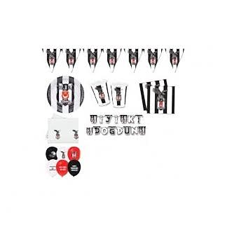 Beşiktaş 8 Kişilik 7 Parça Doğum Günü Set Mini siyah beyaz