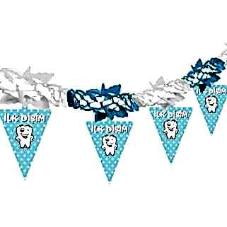 İlk Dişim Mavi Diş Flama Figürlü Yatay Süs 2mt Erkek Dirgit