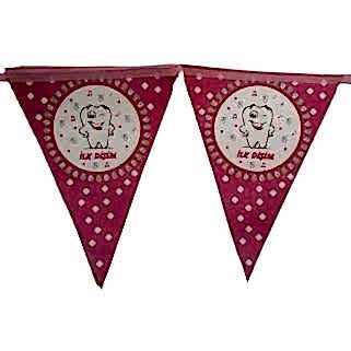 İlk Dişim Pembe Flama Diş Duğdayı Kız Dirgit Parti Yazı