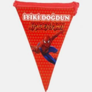 Kırmızı İyi Ki Doğdun Yazılı Spiderman Baskılı Flama, Parti Süsü