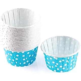 Mavi Üzeri Beyaz Puantiyeli Muffin Kek Kalıbı 25’li