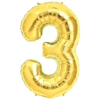 Rakam Folyo Balon 3 Rakamı Büyük Boy Balon Altın Sarısı /Dore 100