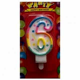 Renkli 6 Yaş Rakam Mum, Doğum Günü Partisi Pasta Malzemesi