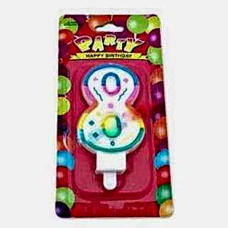 Renkli 8 Yaş Rakam Mum, Doğum Günü Partisi Pasta Malzemesi