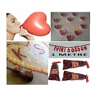 Romantik Yetişkin Doğum Günü Paketi:Yazı+ Balon+ Mum+ Gül Yaprağı