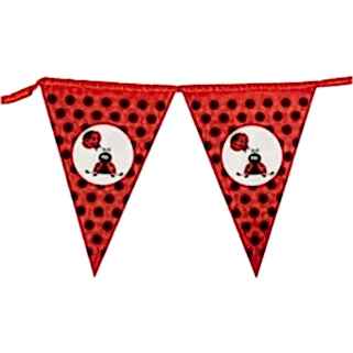 Uğur Böceği 2.2 mt Flama Doğum Günü Parti Bayrak Kırmızı Siyah