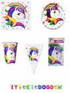 Unicorn Tekboynuz At 24 Kişilik Tabak, Bardak, Çatal, Balon Seti