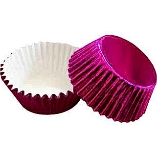 60lı Metalize Cupcake Kalıpları Fuşya 7 cm