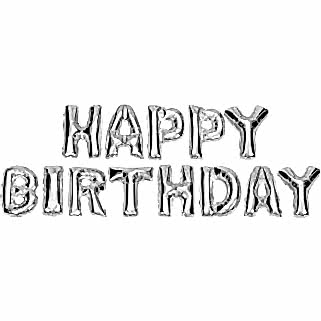 40 cm Gümüş Gri Happy Birthday Yazılı Harf Folyo Balon Seti