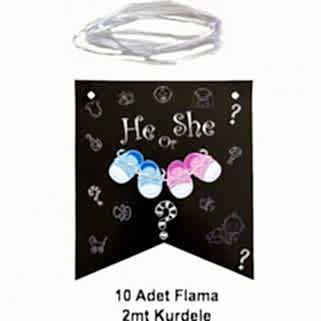 Cinsiyet Belirleme Kağıt Bayrak Flama 15 cm