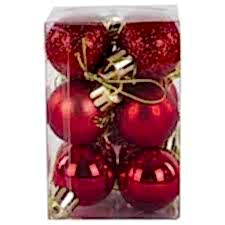 Yılbaşı 6lı 4 cm kırmızı karışık çeşit ağaç süsü