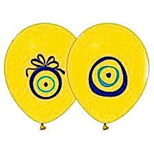 Sarı Nazar Boncuklu Latex Balon 7 Adet