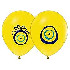 Sarı Nazar Boncuklu Latex Balon 100 Adet