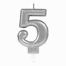 5 Yaş Gümüş Rakam Mum