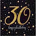 30 Yaş Baskılı Peçete Siyah Gold