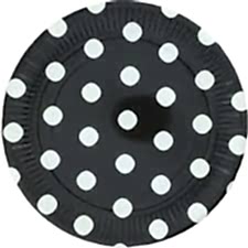 Gümüş puantiyeli siyah tabak 8 ad