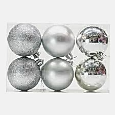 Yılbaşı 6lı 4 cm gümüş ağaç süsü