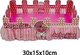 Hoşgeldin Bebeğim Karton Çit Pembe Sepet