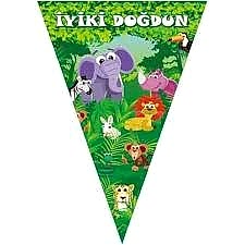 Safari Sevimli Hayvanlar Iyi Ki Doğdun Bayrak Set