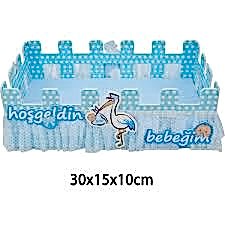 Hoşgeldin Bebeğim Karton Çit Sepet Mavi