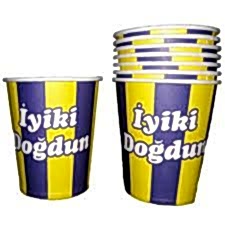 Sarı Lacivert İyiki Doğdun Yazılı Bardak 8 adet