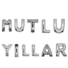 Yılbaşı Mutlu Yıllar Yazı Folyo Balon Seti Gümüş