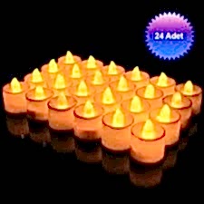 24 Adet Tealight Pilli Mum Günışığı