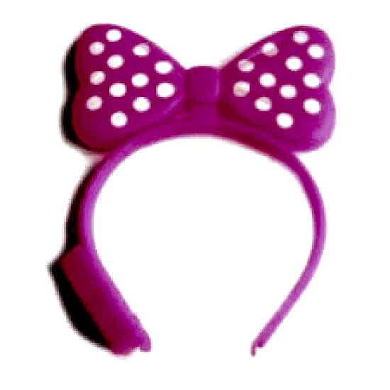 Minnie Mouse Siyah Taç Pembe Beyaz Puantiyeli Fiyonklu Işıklı