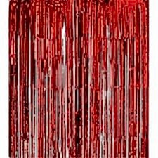 Işıltılı Parti Perdesi Kapı Püskülü Kırmızı