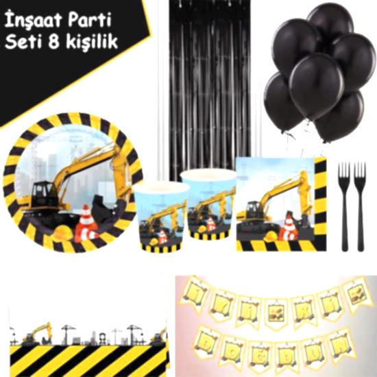 İnşaat Temalı Parti Seti 8 Kişilik
