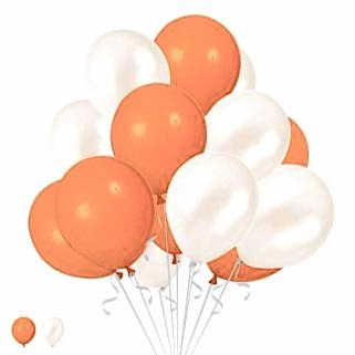 15 Turuncu 15 Beyaz Konsept Balonlar Metalik Parlak 30-35 Cm