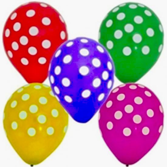 Karışık Renkli Puantiyeli Balon 7 Adet