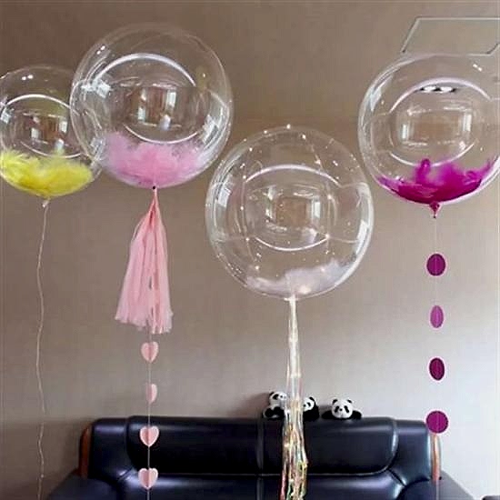 24 Inch Tüylü Şeffaf Balon-1 Adet