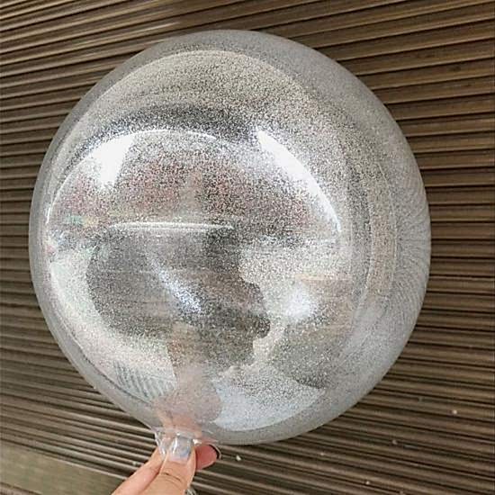 Gümüş Simli 24 Inch Şeffaf Balon