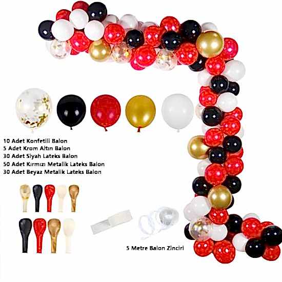 Kırmızı Kombin Balon Zinciri Seti