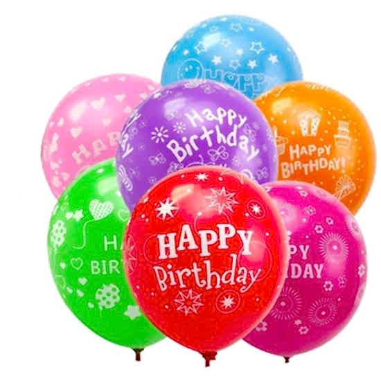 Lateks Happy Birthday Baskılı Balon 10 Adet