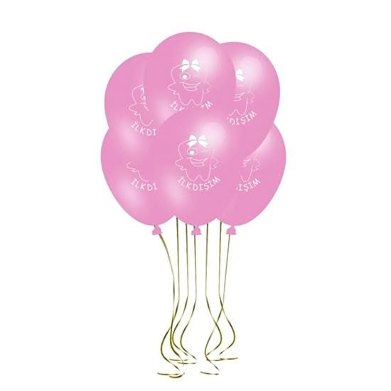 Pembe İlk Dişim Çıktı 7 Adet Lateks Balon