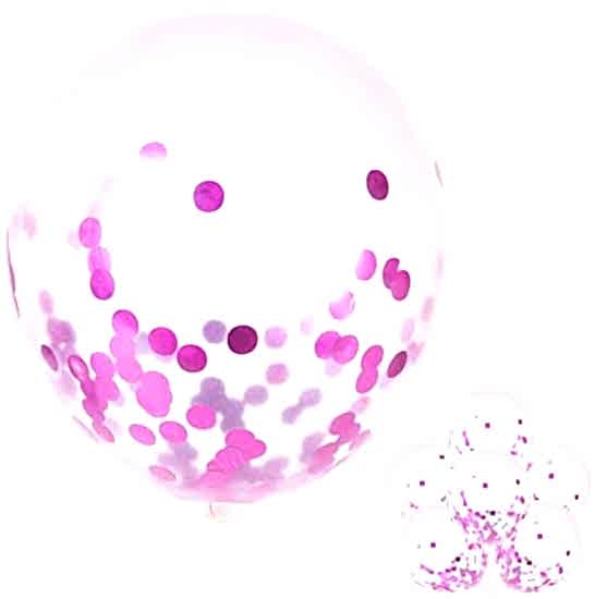Pembe Konfetili Şeffaf Balon 10 Adet