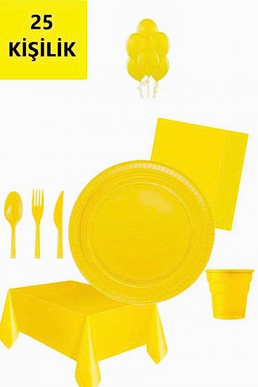 Doğum Günü Sofra Seti- 25 Kişilik Sarı