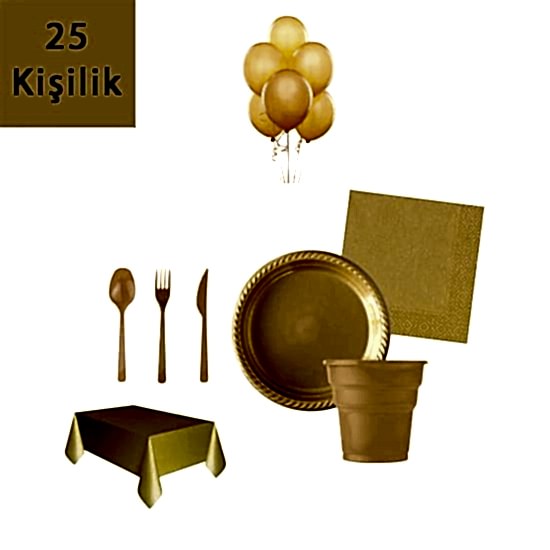 Premium Serisi Sofra Doğum Günü Seti-25 Kişilik Altın