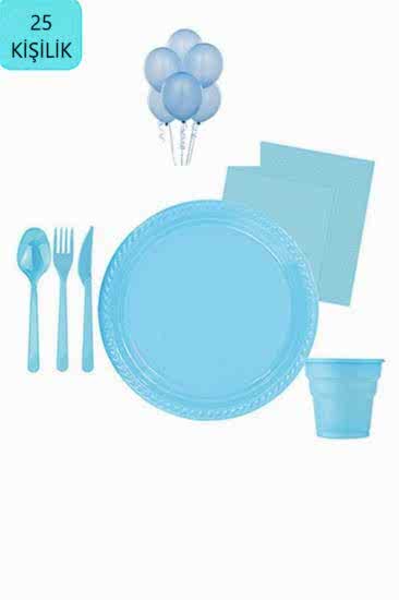 Premium Serisi Sofra Doğum Günü Seti- 25 Kişilik Mavi