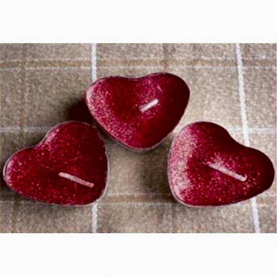 Kırmızı Kalp Simli Tealight Mum 25 Ad