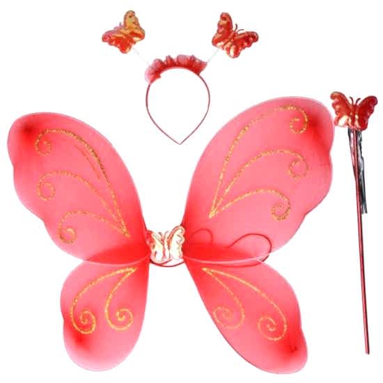 Kırmızı Kelebek Kanat Seti - 3 Parça