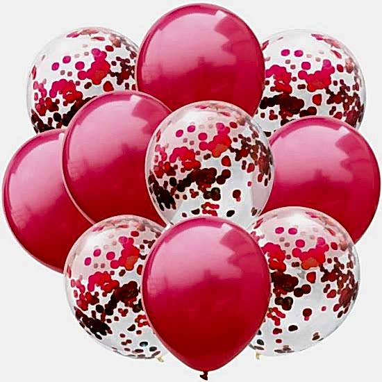 Kırmızı Konfetili Balon 10 Adet